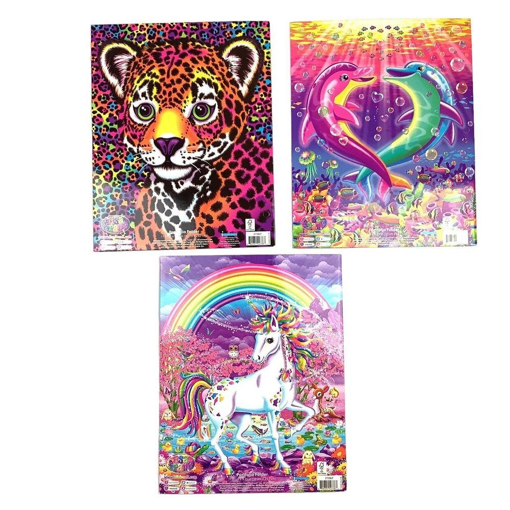 Lisa Frank Portfolio Folders Hunter Dancing Dolphins Rainbow Mischief Lot of 3 - Picture 2 of 10